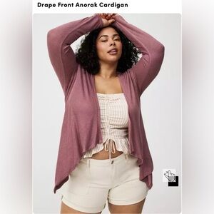 NWT Torrid Hacci Drape Front Anorak Cardigan - Rose Taupe 2x